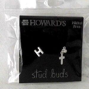 Cross Initial H Earrings Stud Buds Pierced Jewelry Howards Nickel Free Small NEW
